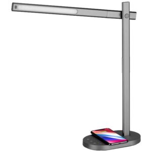 Lampa LED na biurko Momax Q.Led Desk z ładowarką Qi do iOS i Android 10W (szary)