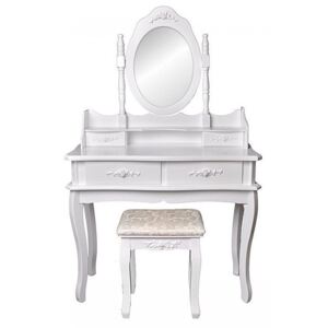 Romantyczna toaletka z lustrem i taboretem - Melinda 2X
