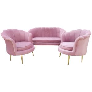 Sofa muszelka + 2 fotele ELIF / różowy