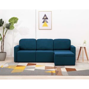 Niebieska kanapa rozkładana, sofa narożna modułowa