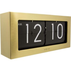 Zegar klapkowy NEXTIME Big Flip, złoty, 36x16,5x8,6 cm
