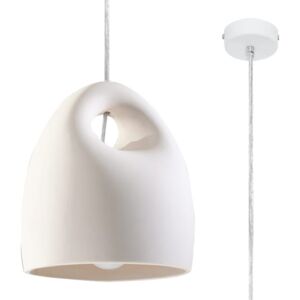 Nowoczesna Lampa wisząca ceramiczna BUKANO oprawa biała zwis na sufit Idealna do salonu, sypialni, korytarza, nad stół Żarówka E27 Oświetlenie Minimal