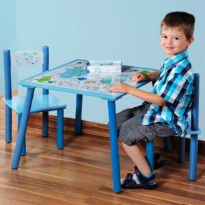 Kesper, Stolik drewniany dla dzieci + 2 krzesła, niebieski