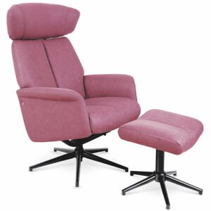 Fotel z podnóżkiem PROFEOS Livar, różowy, 76-107x76x109-97 cm