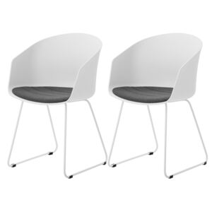 SELSEY Zestaw dwóch krzeseł Tamarillo białe na stalowych płozach