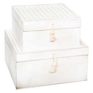 Zestaw 2 szkatułek na drobiazgi, biżutierę, pudełka DECO w kolorze białym