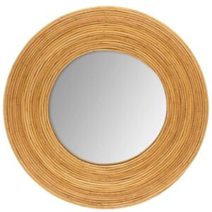Okrągłe lustro dekoracyjne, ścienne w drewnianej oprawie, Ø 31 cm
