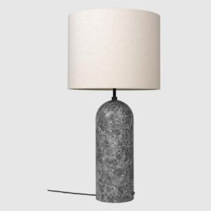 GUBI lampa podłogowa GRAVITY XL NISKA szary marmur/naturalne płótno