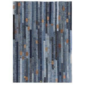 Patchworkowy dywanik z dżinsu, 120 x 170 cm, niebieski