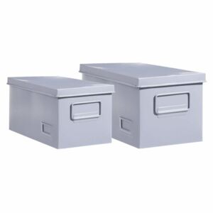 Pudełka metalowe na dokumenty, 2 rozmiary, kolor szary