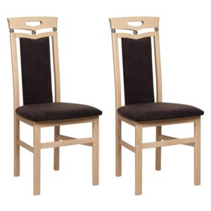 Ponadczasowe, brązowe krzesła z ozdobną kulką - 2 sztuki