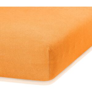 Pomarańczowe prześcieradło z dużym dodatkiem bawełny AmeliaHome Ruby, 200x160-180 cm