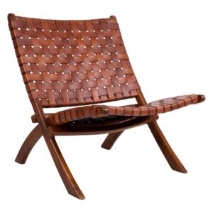 Krzesło składane z drewna tekowego i skóry House Nordic Montana