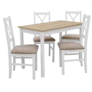Stół z 4 krzesłami biały do kuchni jadalni X002