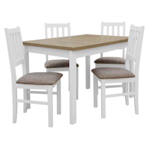 Stół z 4 krzesłami biały do kuchni jadalni X006