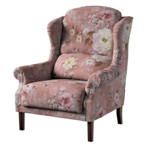 Fotel DEKORIA Monet, kremowe i różowe kwiaty na ciemno różowym tle, 85x74x107 cm