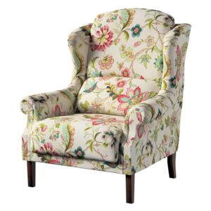 Fotel DEKORIA Londres, kolorowe kwiaty na jasnym tle, 85x74x107 cm