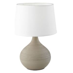 Biało-brązowa lampa stołowa z ceramiki i tkaniny Trio Martin, wys. 29 cm