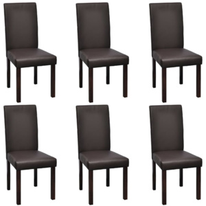 Krzesła jadalniane ze sztucznej skóry, 6 szt., brązowe