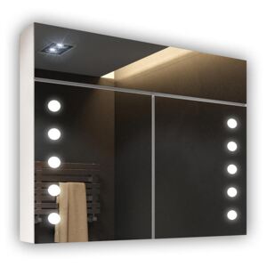 Szafka łazienkowa z lustrem LED Biel Alpejska L06