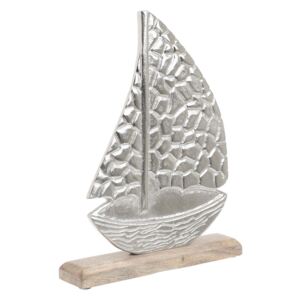 Dekoracja z drewna i metalu w kształcie łodzi InArt, 25x32 cm