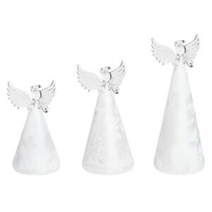 Zestaw 3 figurek LED aniołów biały KITTILA