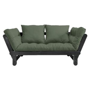 Sofa rozkładana z zielonym obiciem Karup Design Beat Black/Olive Green
