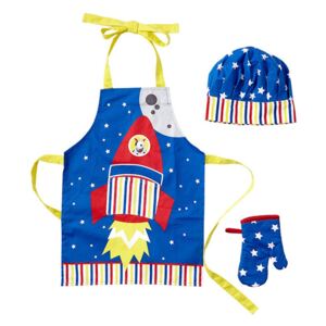 Zestaw kuchenny dziecięcy: fartuch, czepek i rękawica Ladelle Rocket