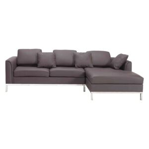 Sofa narożna skórzana brązowa lewa OSLO
