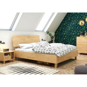 Bukowe łóżko sypialniane z drewnianym wezgłowiem Viveca