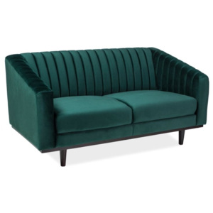 Welurowa, tapicerowana sofa Asprey 2, zielona, dł 150cm x gł 60 cm x wys 78 cm
