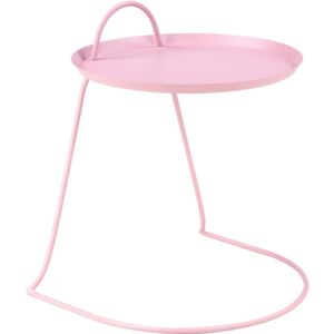 Lekki metalowy stolik boczny, różowy, skandynawski