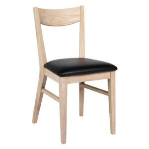 Brązowe dębowe krzesło do jadalni z siedziskiem ze skóry Rowico Dylan