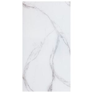 Blat stołu, biały prostokąt 120x62 cm, szkło z teksturą marmuru