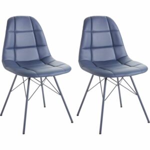 Nowoczesne krzesła sztuczna skóra i metal, niebieskie - 2sztuki