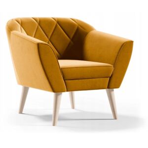 Tapicerowany fotel w nowoczesnym stylu GLORIA - miodowy / R41