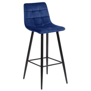 Hoker, krzesło barowe Tore velvet ciemny niebieski