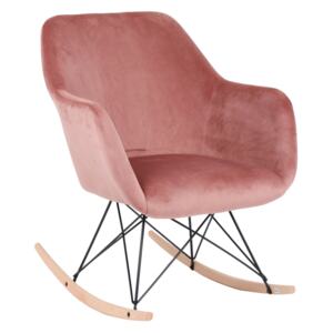 Fotel bujany, tapicerowany Paul velvet różowy