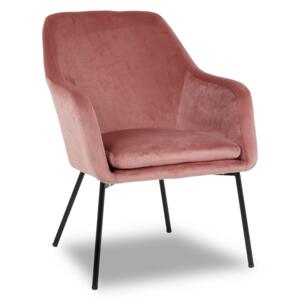 Fotel tapicerowany Baron velvet różowy