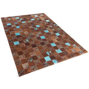 Dywan patchwork skórzany 80 x 150 cm brązowy ALIAGA