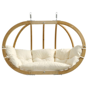 Fotel hamakowy dwuosobowy drewniany, ecru Globo Royal Chair natura