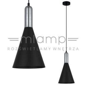 Industrialna LAMPA wisząca KHALEO MDM-3030/1 BK+CR Italux metalowa OPRAWA zwis loft stożek chrom czarny