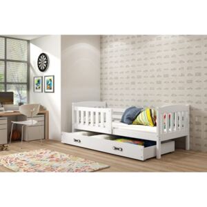 Łóżko z szufladą i materacem KUBUŚ 160x80cm, kolor biały
