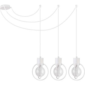 Industrialna LAMPA wisząca AURA KOŁO 31096 Sigma metalowa OPRAWA zwis PAJĄK druciany na kablach loft biały