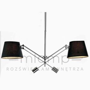 Abażurowa LAMPA sufitowa Pesso Nero Orlicki Design regulowana OPRAWA chrom czarna