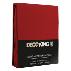 DecoKing – Prześcieradło Jersey + Gumka - Bordowy 140x200 cm