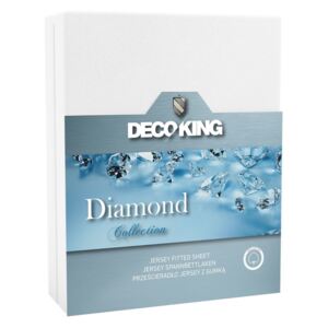 DecoKing – Prześcieradło Jersey - Diamond - Biały 220x200 cm