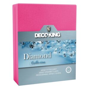 DecoKing – Prześcieradło Jersey - Diamond - Purpurowy 120x200 cm