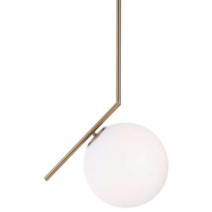 Modernisyczna LAMPA wisząca KKST-9228-S szklana OPRAWA zwis kula ball mosiądz biała