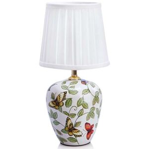 Ceramiczna LAMPA stołowa MANSION 107039 Markslojd abażurowa LAMPKA klasyczna wzorki retro motyle biały